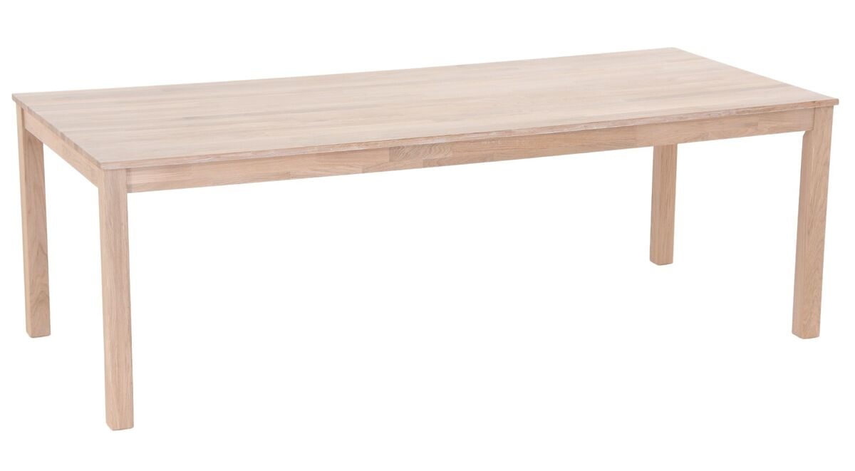 Scandic tammi ruokapöytä 220x95 cm valkolakattu tammi