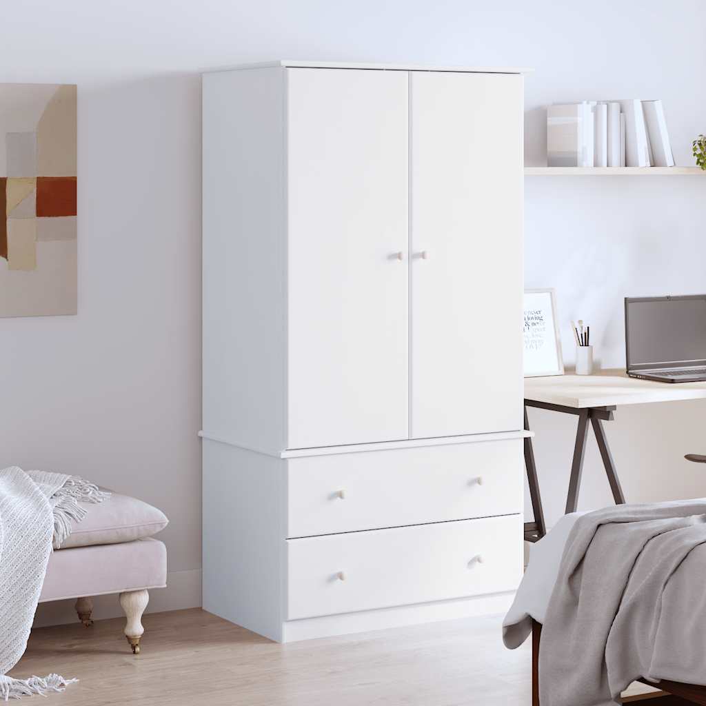 vidaXL Vaatekaappi ALTA valkoinen 90x55x170 cm täysi mänty