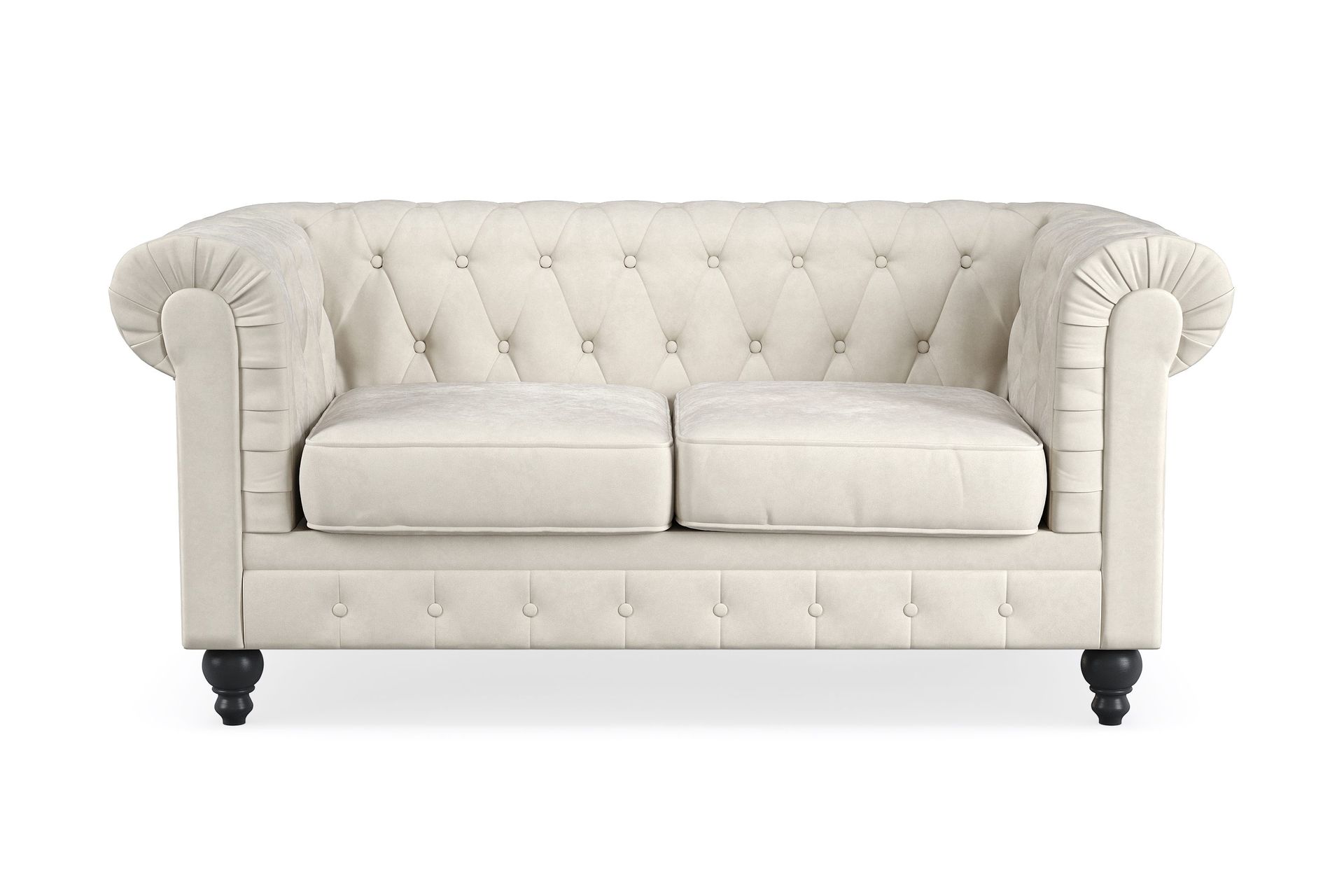 Chesterfield Lyx 2-istuttava samettisohva Pieni syvä sohva Beige