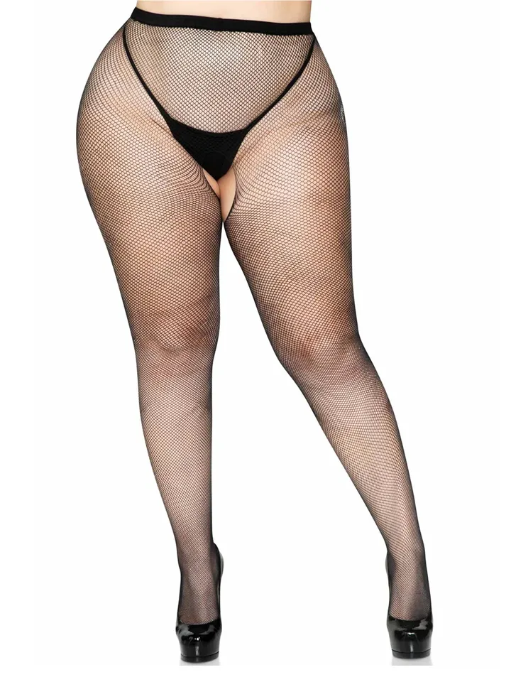 Crotchless Pantyhose Black Plus Size Sukkahousut